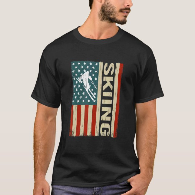 Camiseta Esquiador de nieve y deportes de invierno Bandera  (Anverso)