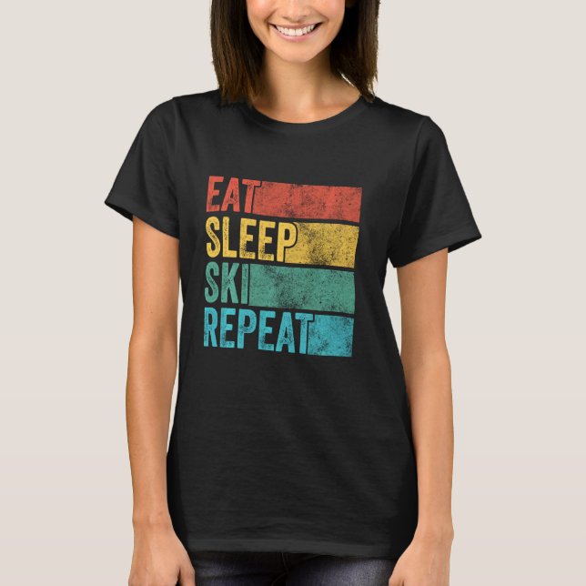 Camiseta Esquiador de repetición de esquí de sueño de sueño (Anverso)