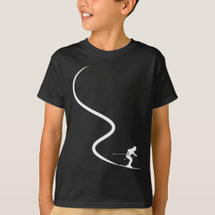 Camiseta Esquiador divertido esquiando silueta rastro de ni