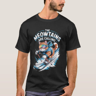 Camiseta Esquiador Gato de Esquí Divertido Esquíando Las Me