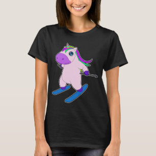 Camiseta Esquiador Unicornio Esquí Deportes de invierno