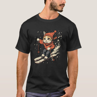 Camiseta Esquiadora de estilo libre Cat sobre esquí de esti
