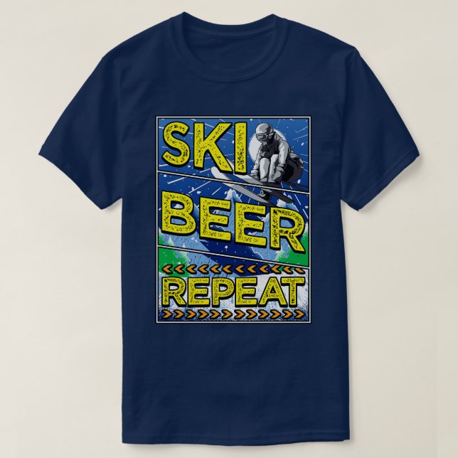 Camiseta Esquiadores divertidos que repiten esquí (Diseño del anverso)