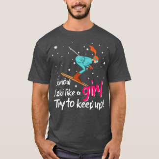 Camiseta Esquiar chica en esquí con divertidos deportes de 