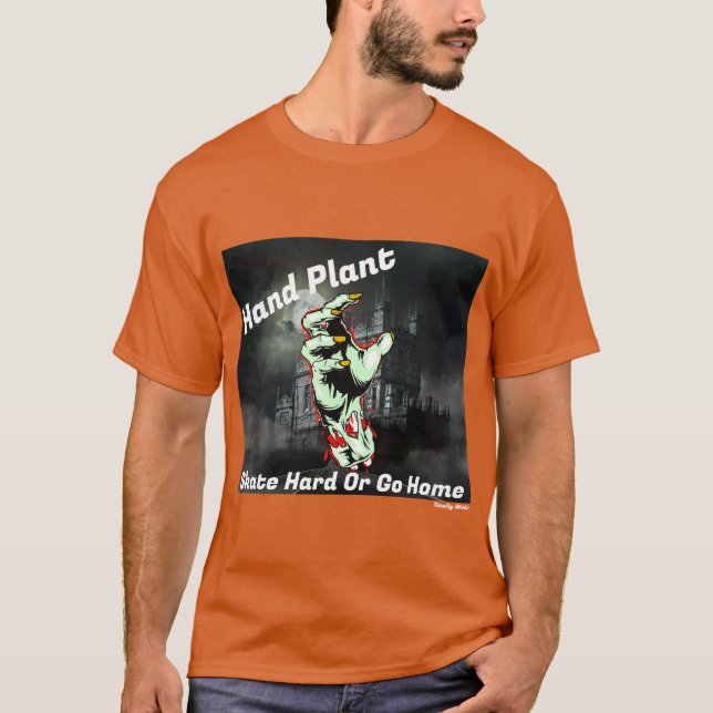 Camiseta Esquiar duro o irse a casa Naranja Skateboarding C (Anverso)