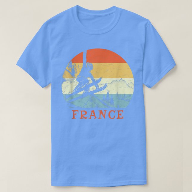 Camiseta Esquiar en Francia Vintage Retro Nieve (Diseño del anverso)