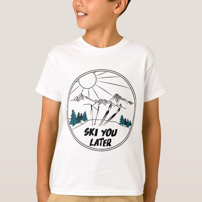 Camiseta Esquiar más tarde divertida pista de esquí (Anverso)