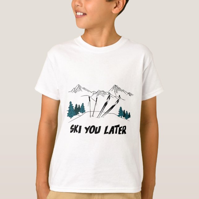 Camiseta Esquiar Más Tarde En Escena De Invierno De La Esta (Anverso)