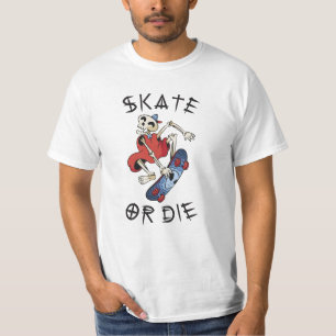 Camiseta Esquiar o morir divertido Skeleton Skateboarder