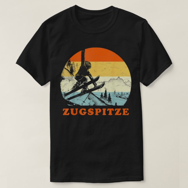 Camiseta Esquiar Zugspitze, Alemania Vintage Esquiando (Diseño del anverso)
