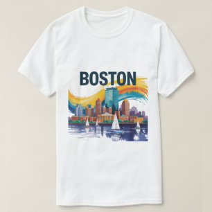 Camiseta Esquina acuática de Boston Vibrante Boston City