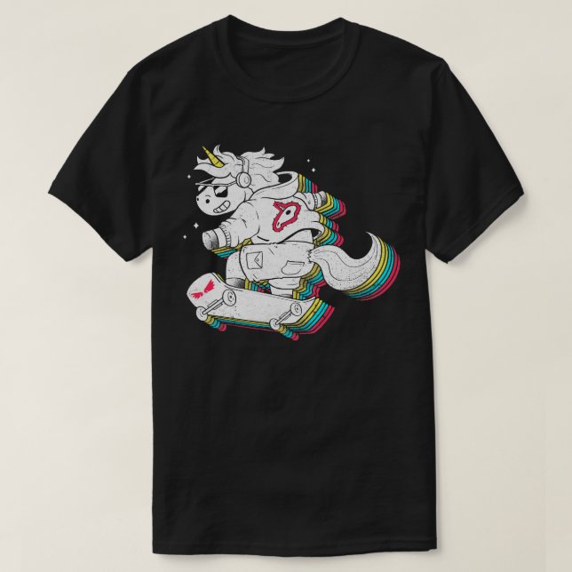 Camiseta Esquina arcoiris unicornio patinaje espumoso lindo (Diseño del anverso)
