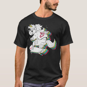 Camiseta Esquina arcoiris unicornio patinaje espumoso lindo