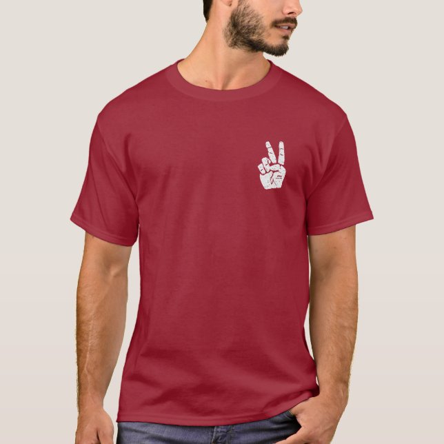 Camiseta Esquina de la muestra de la mano   de la paz (Anverso)