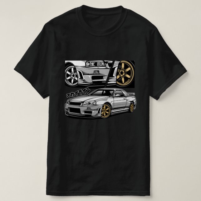 Camiseta Esquina GT-R estilo cómic R34 (Diseño del anverso)