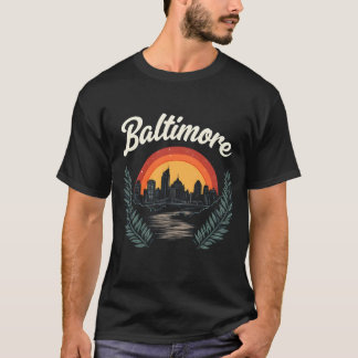 Camiseta Esquina retro de Baltimore con puesta de sol