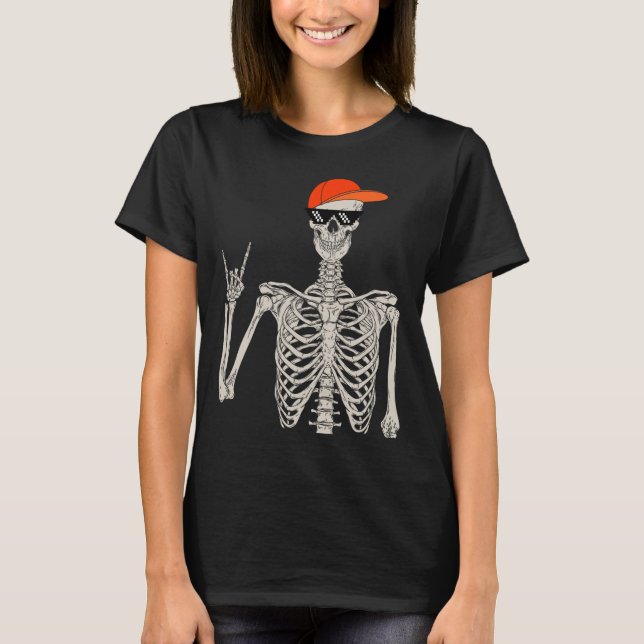 Camiseta Esquirol de halloween de época sobre esqueleto a m (Anverso)