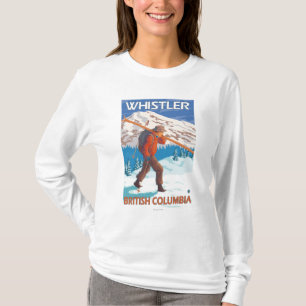 Camiseta Esquís de la nieve del esquiador que llevan -