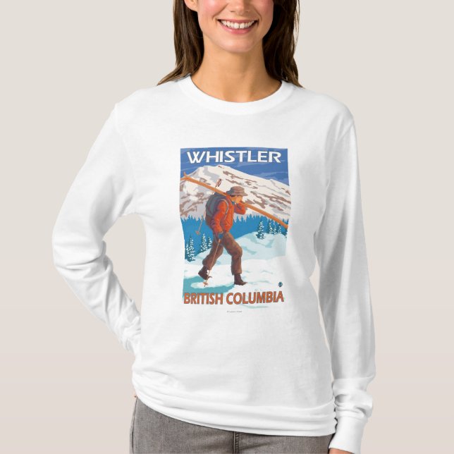 Camiseta Esquís de la nieve del esquiador que llevan - (Anverso)
