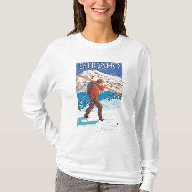 Camiseta Esquís de la nieve del esquiador que llevan - (Anverso)