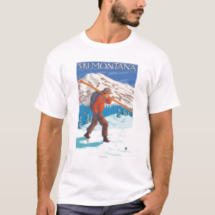 Camiseta Esquís de la nieve del esquiador que llevan -