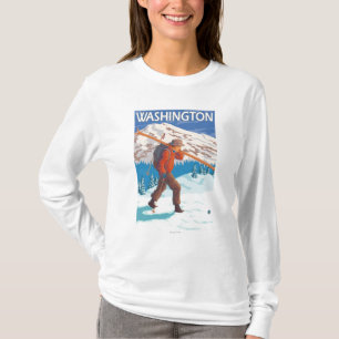 Camiseta Esquís de la nieve del esquiador que llevan -