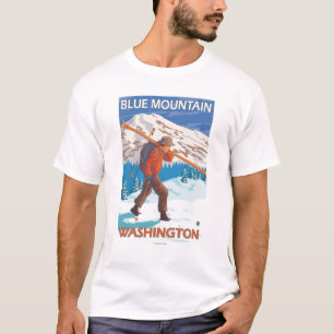Camiseta Esquís de la nieve del esquiador que llevan -
