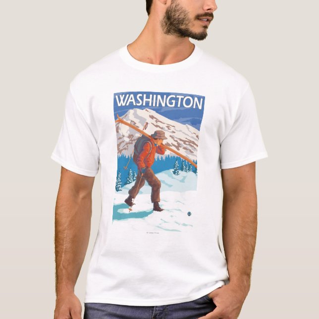 Camiseta Esquís de la nieve del esquiador que llevan - (Anverso)