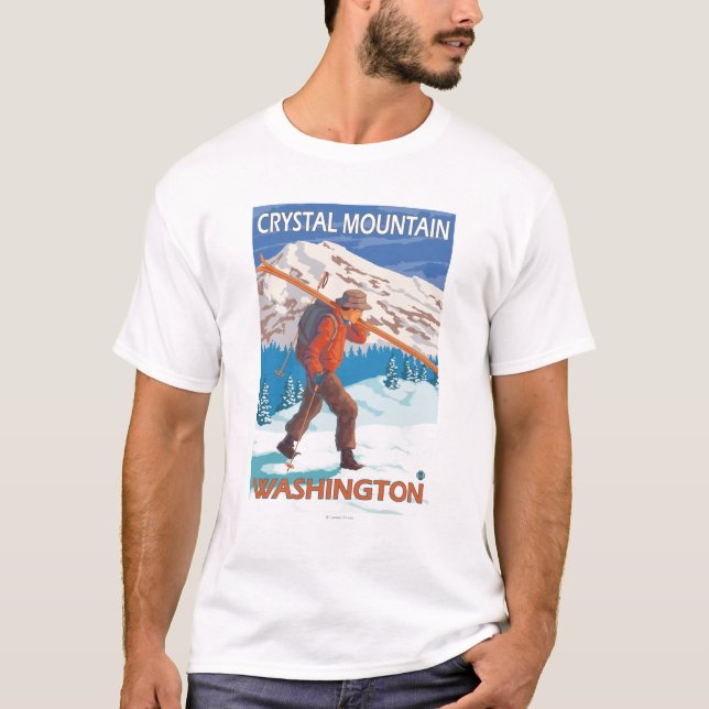 Camiseta Esquís de la nieve del esquiador que llevan - (Anverso)