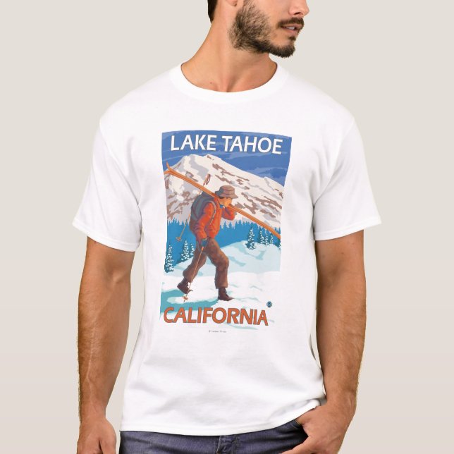 Camiseta Esquís de la nieve del esquiador que llevan - el (Anverso)