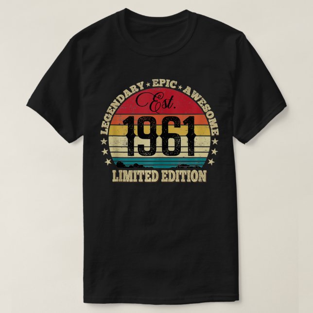 Camiseta Est 1961 Limited Edition  60th Birthday Cute Vinta (Diseño del anverso)