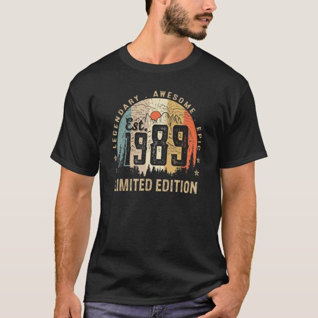 Camiseta Est 1989 33a cumpleaños 33 años (Anverso)