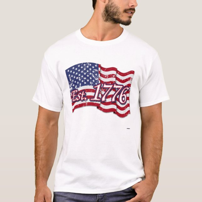Camiseta Est. Bandera de Estados Unidos 1776 - afligida (Anverso)