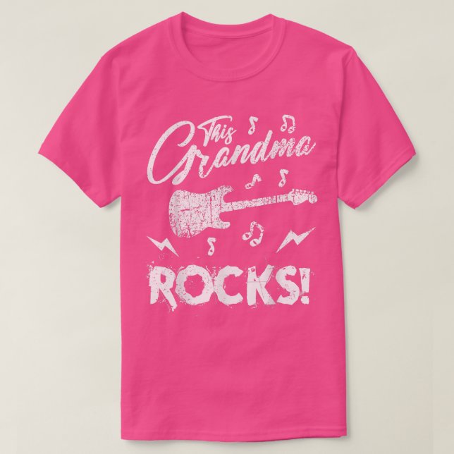 Camiseta Esta abuela roza rock de guitarra Guay y me rollo (Diseño del anverso)