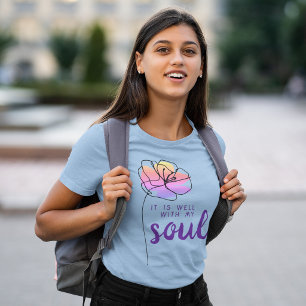 Camiseta Está Bien Con Mi Alma Floral Cita De Fe Moderna