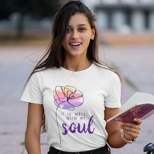 Camiseta Está Bien Con Mi Alma Rosa Floral Cristiano
