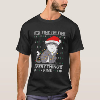 Camiseta Está Bien Estoy Bien Todo Está Bien Gato Feo