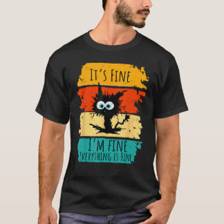 Camiseta Está bien, estoy bien, todo está bien - Gato negro