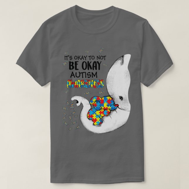 Camiseta Está Bien No Ser Autismo Conciencia Elefante Puzze (Diseño del anverso)