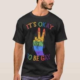 Camiseta Está bien ser aliado gay, seña de paz, LGBTQ todo