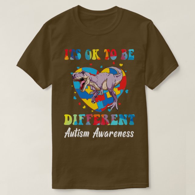 Camiseta Está Bien Ser Diferente Conciencia De Autismo Dino (Diseño del anverso)