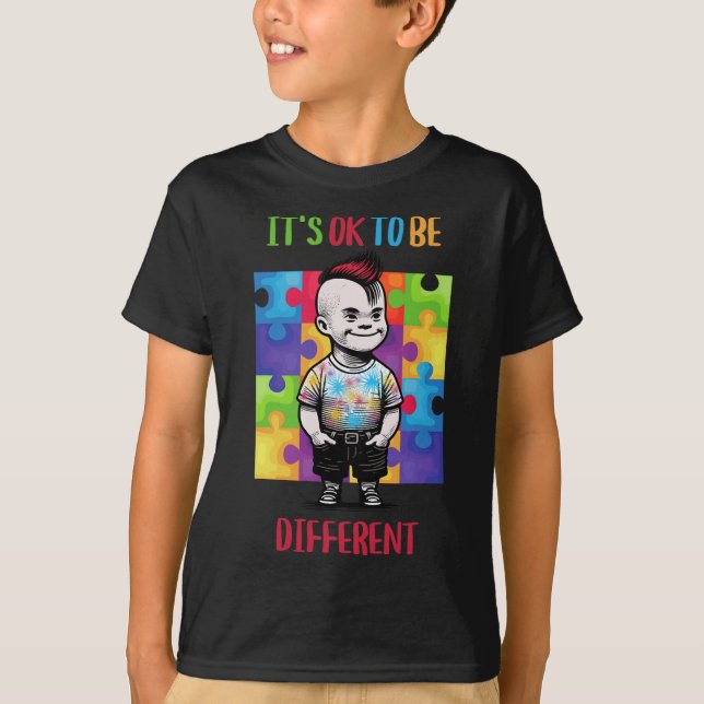 Camiseta Está Bien Ser Diferente Conciencia De Autismo Ok. (Anverso)
