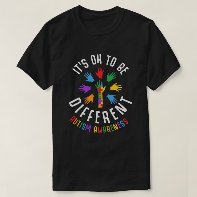 Camiseta Está bien ser diferente, conciencia del autismo (Diseño del anverso)
