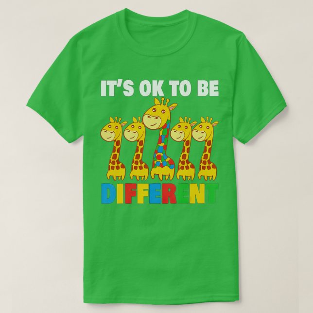 Camiseta Está bien ser jirafa, conciencia de autismo difere (Diseño del anverso)