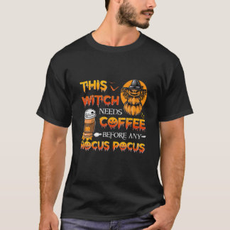 Camiseta Esta Bruja Necesita Café Antes De Cualquier Hocus 