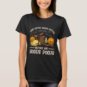 Camiseta esta bruja necesita café antes que cualquier hocus