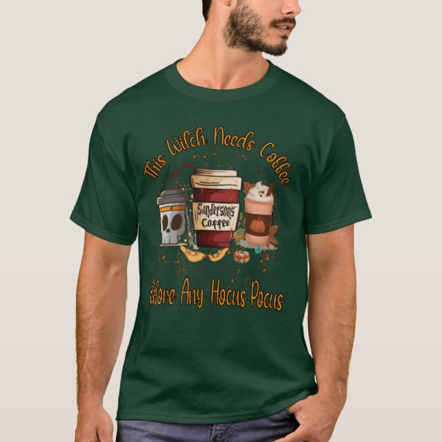 Camiseta Esta bruja necesita café Halloween Halloween Deco  (Anverso)