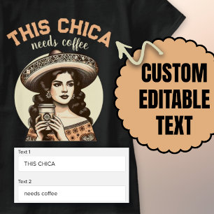 Camiseta Esta chica necesita café retro latina mujer cafete