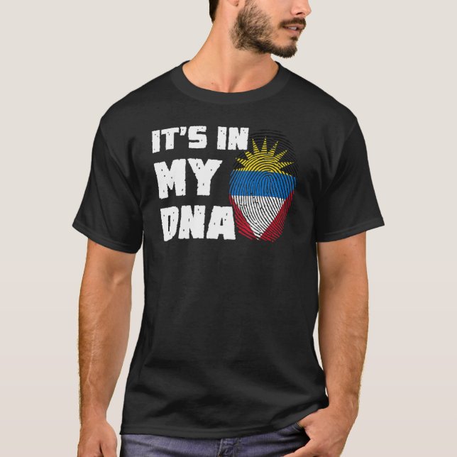 Camiseta Está en mi ADN Antigua y Barbuda Flag Fingerprin (Anverso)
