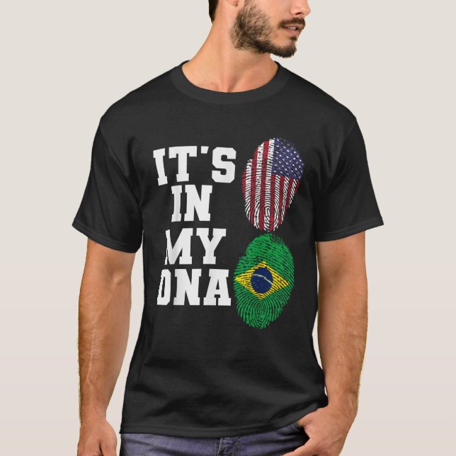 Camiseta Está en mi ADN Bandera de Brasil bandera de Estado (Anverso)